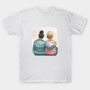 Watercolor Lesbian Couple Creative Gift T-Shirt